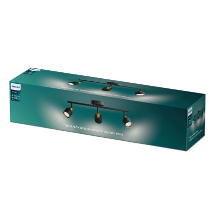 Philips - Φωτιστικό σποτ NIALL 3xGU10/5W/230V μαύρο/χάλκινο