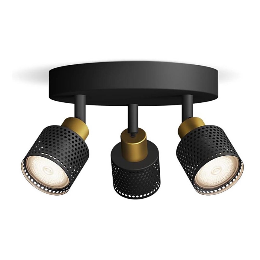 Philips - Φωτιστικό σποτ NIALL 3xGU10/5W/230V μαύρο/χάλκινο