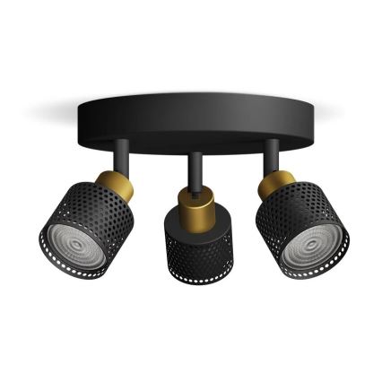 Philips - Φωτιστικό σποτ NIALL 3xGU10/5W/230V μαύρο/χάλκινο