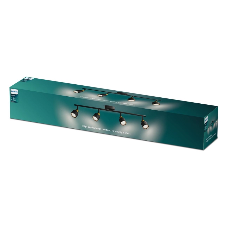 Philips - Φωτιστικό σποτ NIALL 4xGU10/5W/230V μαύρο/χάλκινο