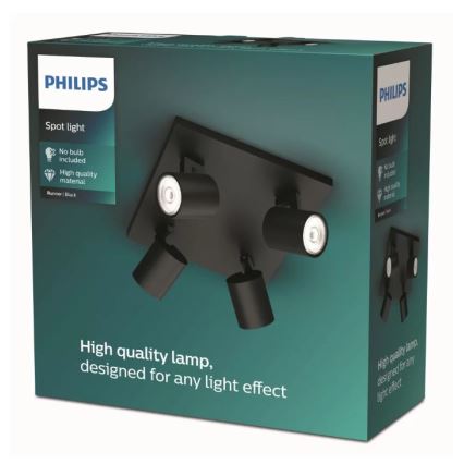 Philips - Φωτιστικό σποτ 4xGU10/20W/230V μαύρο