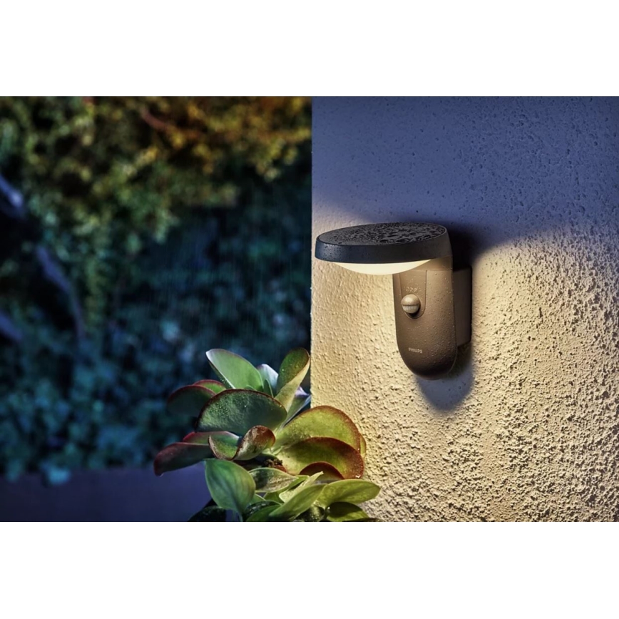 Philips - Φωτιστικό τοίχου LED εξωτερικού χώρου με αισθητήρα LED/9W/230V 2700K IP44
