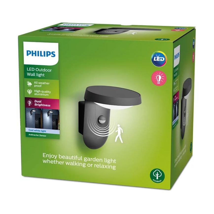 Philips - Φωτιστικό τοίχου LED εξωτερικού χώρου με αισθητήρα LED/9W/230V 4000K IP44