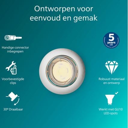 Philips - Χωνευτό φωτιστικό οροφής PERIDOT 1xGU10/7W/230V ασημί