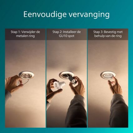 Philips - Χωνευτό φωτιστικό οροφής PERIDOT 1xGU10/7W/230V ασημί