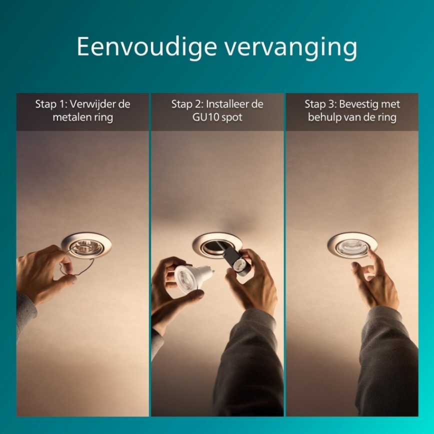 Philips - Χωνευτό φωτιστικό οροφής PERIDOT 1xGU10/7W/230V ασημί