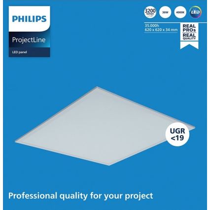 Philips - Χωνευτό πάνελ οροφής LED PROJECTLINE LED/36W/230V 62x62 cm