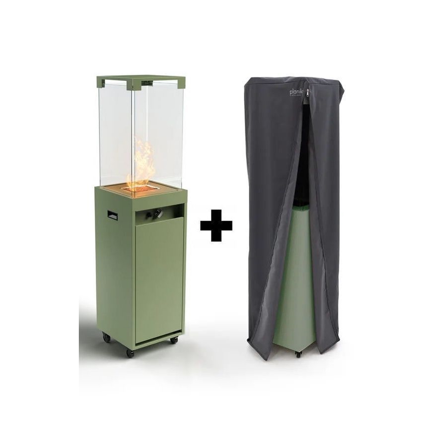 Planika - Τζάκι αερίου εξωτερικού χώρου  142x36 cm 8kW 1xAAA πράσινο + προστατευτικό κάλυμμα