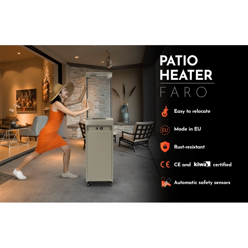 Planika - Τζάκι αερίου εξωτερικού χώρου 142x36 cm 8kW 1xAAA γκρι + προστατευτικό κάλυμμα