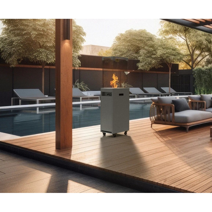 Planika - Τζάκι αερίου εξωτερικού χώρου 142x36 cm 8kW 1xAAA γκρι + προστατευτικό κάλυμμα