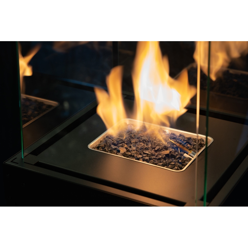 Planika Faro GAS - Τζάκι αερίου εξωτερικού χώρου 142x36 cm 8kW μαύρο + προστατευτικό κάλυμμα