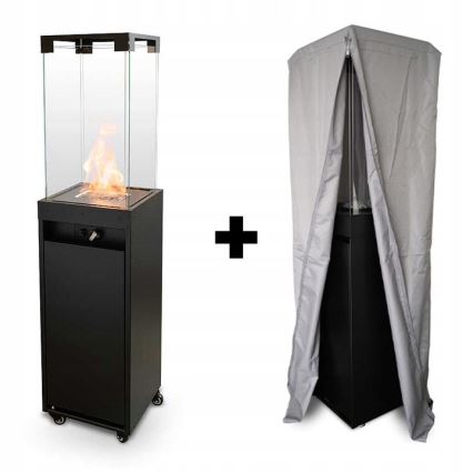 Planika Faro GAS - Τζάκι αερίου εξωτερικού χώρου 142x36 cm 8kW μαύρο + προστατευτικό κάλυμμα