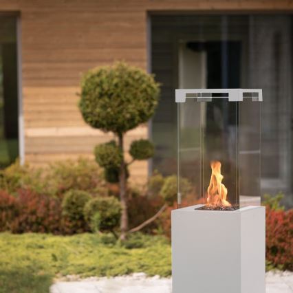 Planika - Υπαίθριο τζάκι αερίου 142x36 cm 8kW 1xAAA λευκό + προστατευτικό κάλυμμα