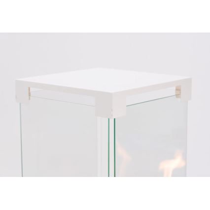 Planika - Υπαίθριο τζάκι αερίου 142x36 cm 8kW 1xAAA λευκό + προστατευτικό κάλυμμα