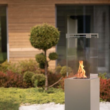 Planika - Τζάκι αερίου για εξωτερικούς χώρους 142x36 cm 8kW 1xAAA γκρι + προστατευτικό κάλυμμα