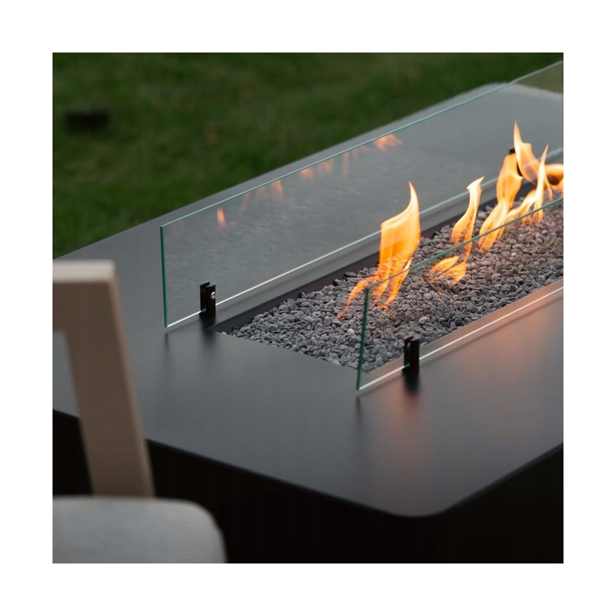 Planika - Τζάκι αερίου εξωτερικού χώρου 46x106 cm 10kW μαύρο + προστατευτικό κάλυμμα