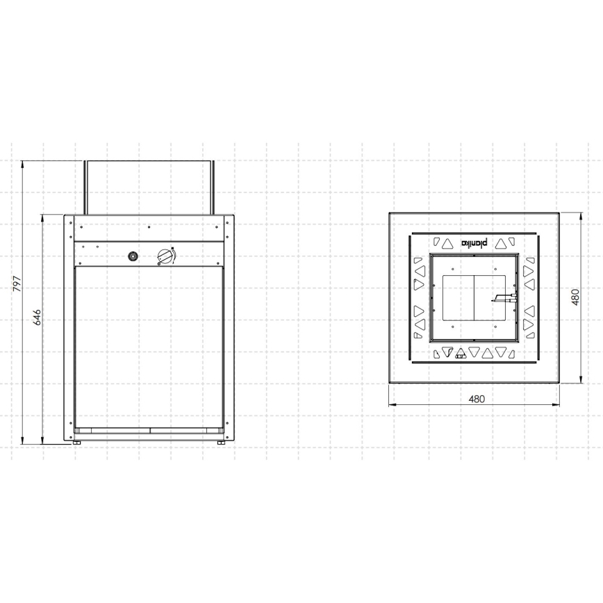 Planika - Τζάκι αερίου εξωτερικού χώρου 79,7x48 cm 10kW 1xAAA μαύρο + προστατευτικό κάλυμμα