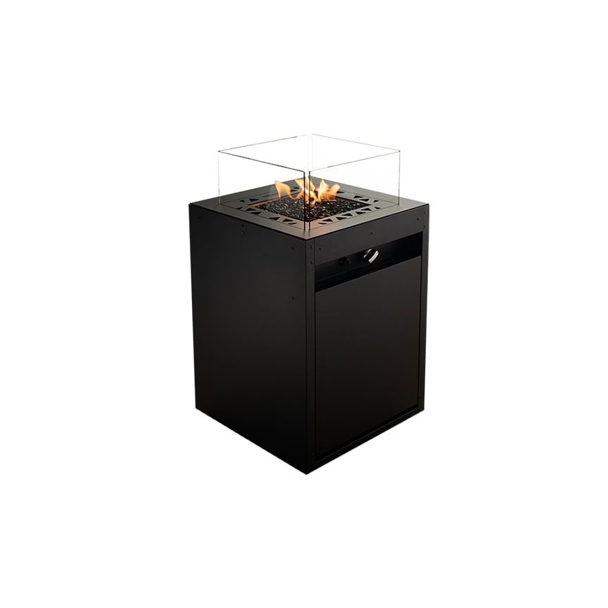 Planika - Τζάκι αερίου εξωτερικού χώρου 79,7x48 cm 10kW 1xAAA μαύρο + προστατευτικό κάλυμμα