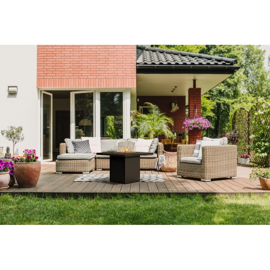 Planika -Τζάκι αερίου εξωτερικού χώρου  79,7x90 cm 10kW 1xAAA μαύρο + προστατευτικό κάλυμμα