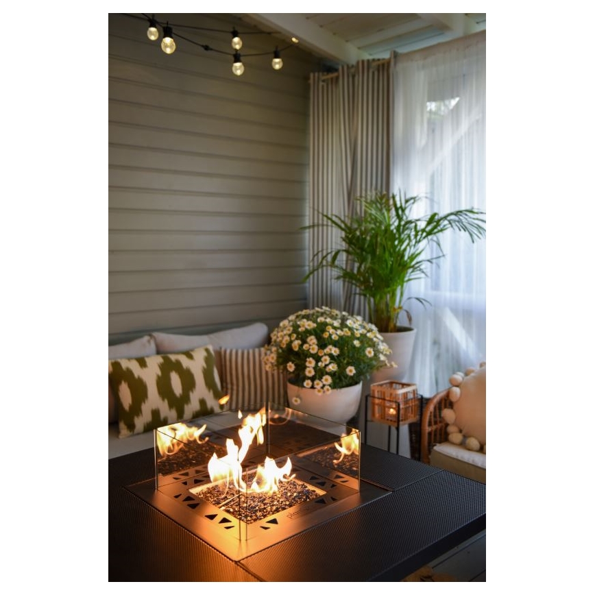 Planika -Τζάκι αερίου εξωτερικού χώρου  79,7x90 cm 10kW 1xAAA μαύρο + προστατευτικό κάλυμμα