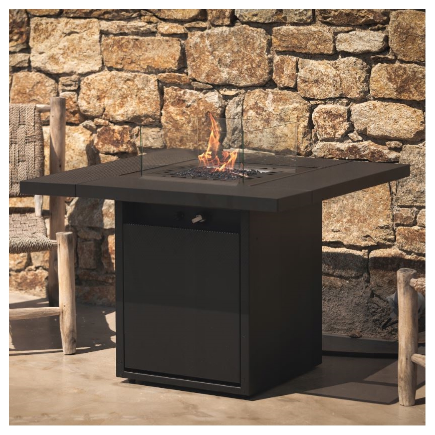 Planika -Τζάκι αερίου εξωτερικού χώρου  79,7x90 cm 10kW 1xAAA μαύρο + προστατευτικό κάλυμμα