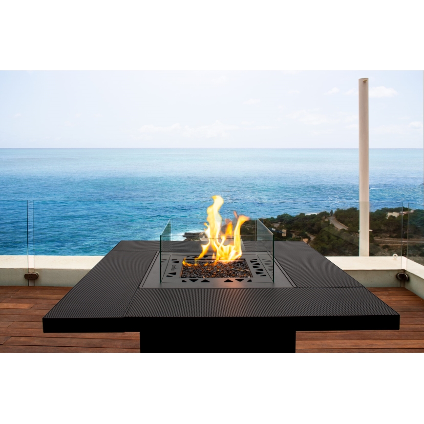 Planika -Τζάκι αερίου εξωτερικού χώρου  79,7x90 cm 10kW 1xAAA μαύρο + προστατευτικό κάλυμμα