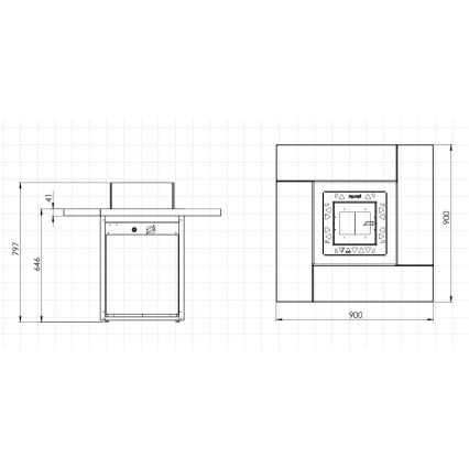 Planika - Τζάκι αερίου εξωτερικού χώρου 79,7x90 cm 10kW μαύρο + προστατευτικό κάλυμμα