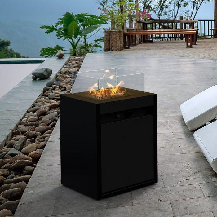 Planika - Τζάκι αερίου εξωτερικού χώρου 79,7x48 cm 10kW 1xAAA μαύρο + προστατευτικό κάλυμμα