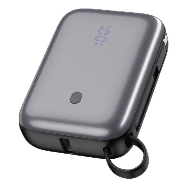 Power Bank 10000 mAh 20W Power Delivery Compact with ενσωματωμένο retractable USB-C καλώδιο 1m μαύρο