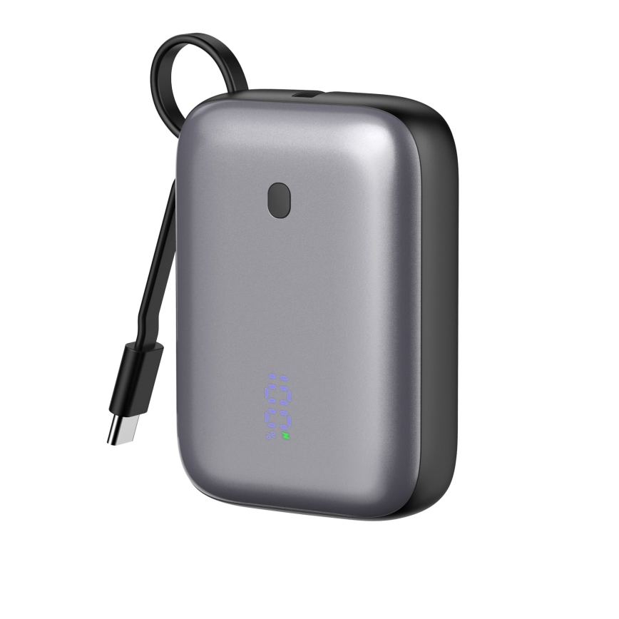 Power Bank 10000 mAh 20W Power Delivery Compact with ενσωματωμένο retractable USB-C καλώδιο 1m μαύρο