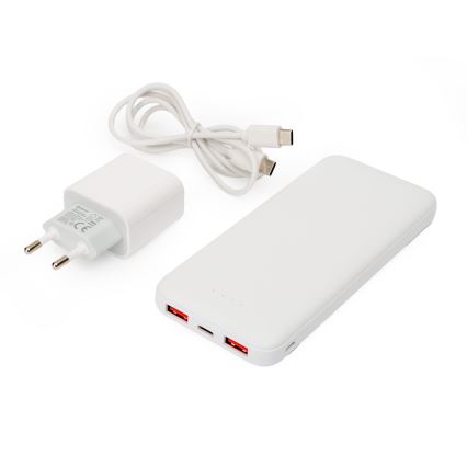 Power Bank 10000 mAh + αντάπτορας 20W Power Delivery + USB-C/USB-C καλώδιο 1m λευκό