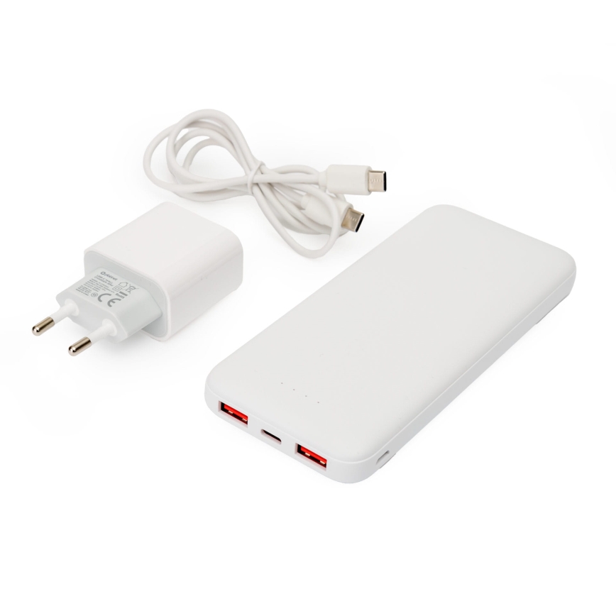 Power Bank 10000 mAh + αντάπτορας 20W Power Delivery + USB-C/USB-C καλώδιο 1m λευκό