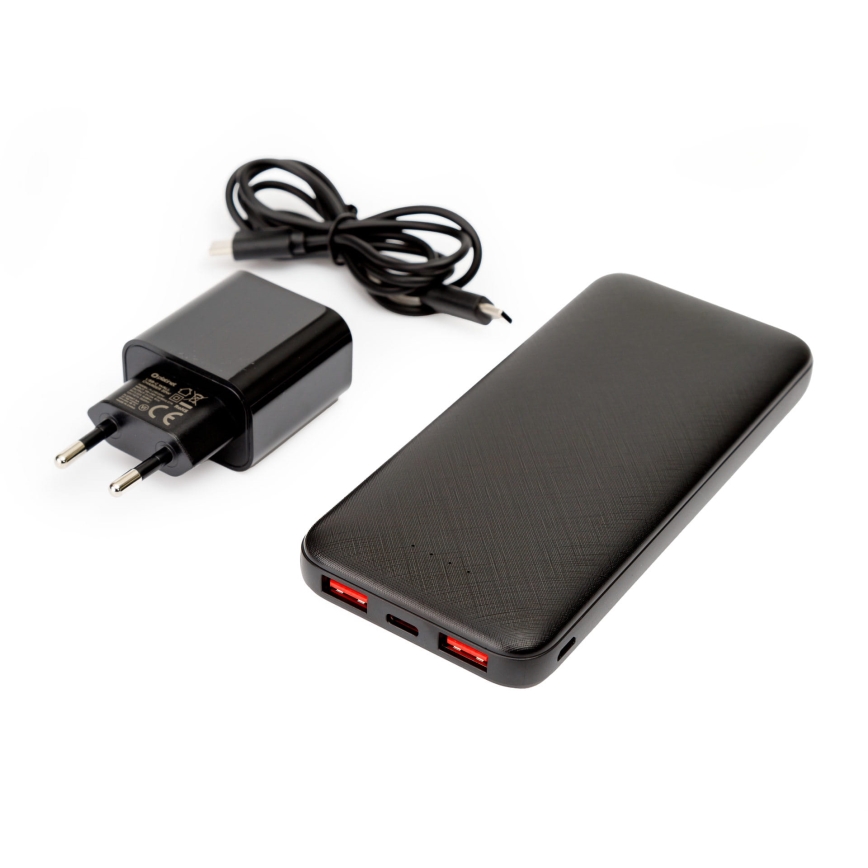 Power Bank 10000 mAh + αντάπτορας 20W Power Delivery + USB-C/USB-C καλώδιο 1m μαύρο
