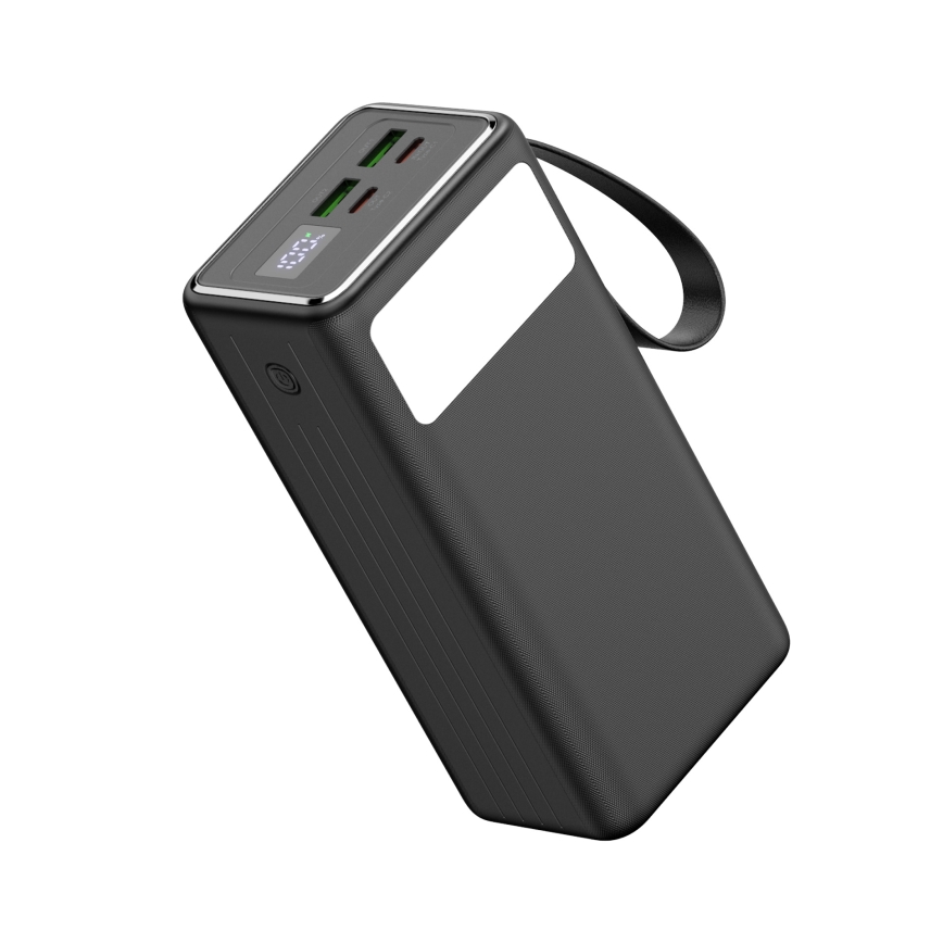 Power Bank 40000 mAh 65W Power Delivery 2xUSB-A + 2xUSB-C με LED φακό και καλώδιο USB-C 1μ μαύρο