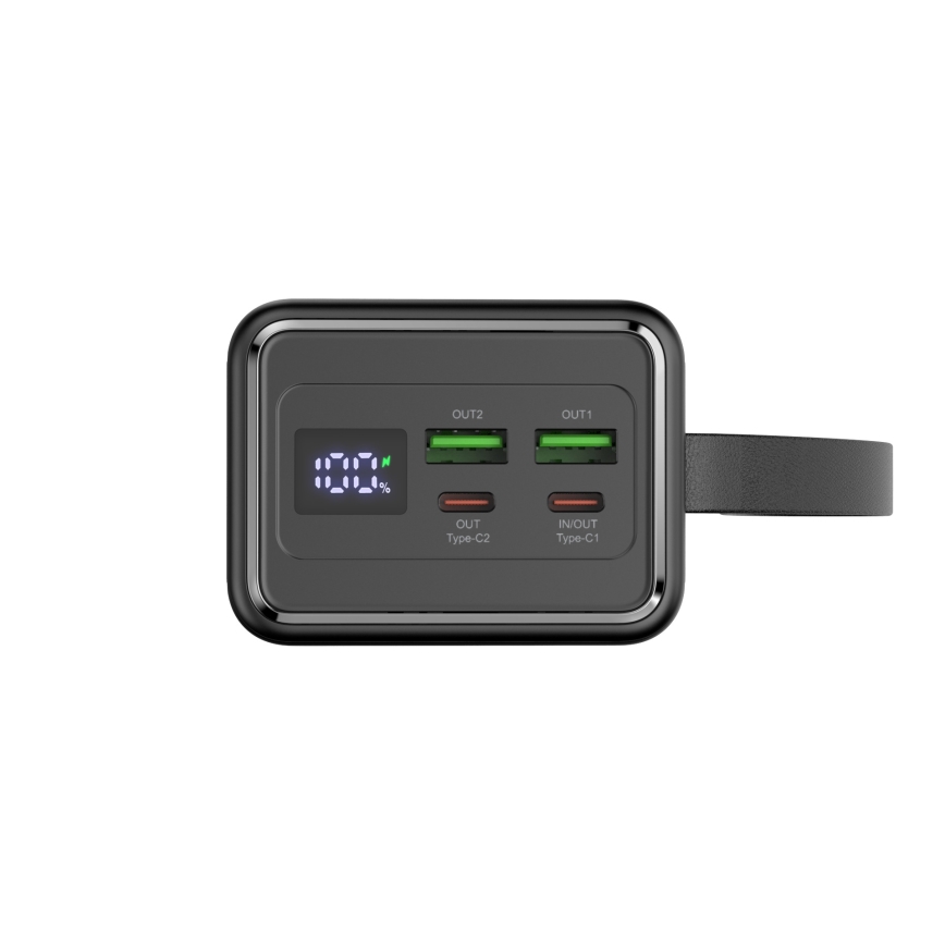 Power Bank 40000 mAh 65W Power Delivery 2xUSB-A + 2xUSB-C με LED φακό και καλώδιο USB-C 1μ μαύρο