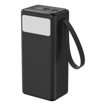 Power Bank 40000 mAh 65W Power Delivery 2xUSB-A + 2xUSB-C με φακό LED και καλώδιο USB-C 1m μαύρο