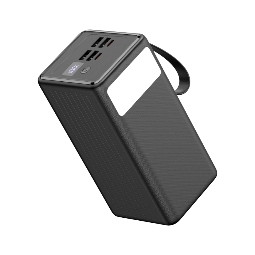 Power Bank 60000 mAh 20W Power Delivery 4xUSB-A + 2xUSB-C με LED φακό και καλώδιο USB-C 1m μαύρο