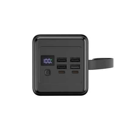 Τράπεζα ενέργειας 60000 mAh 20W Power Delivery 4xUSB-A + 2xUSB-C με φακό LED και καλώδιο USB-C 1m μαύρο