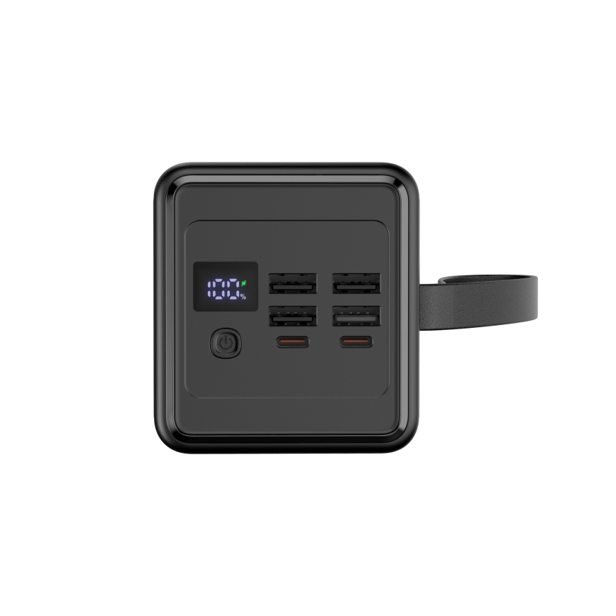 Τράπεζα ενέργειας 60000 mAh 20W Power Delivery 4xUSB-A + 2xUSB-C με φακό LED και καλώδιο USB-C 1m μαύρο