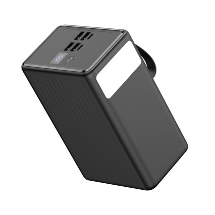 Powerbank 80000 mAh, 65 W, με υποστήριξη Power Delivery, 4xUSB-A + 2xUSB-C, με ενσωματωμένο LED φακό και καλώδιο USB-C 1m, μαύρο