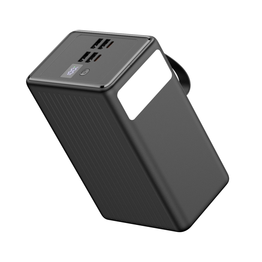 Powerbank 80000 mAh, 65 W, με υποστήριξη Power Delivery, 4xUSB-A + 2xUSB-C, με ενσωματωμένο LED φακό και καλώδιο USB-C 1m, μαύρο