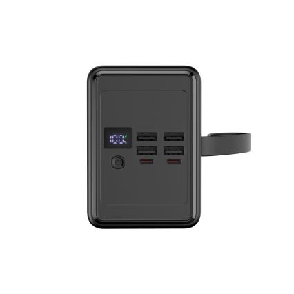 Powerbank 80000 mAh, 65 W, με υποστήριξη Power Delivery, 4xUSB-A + 2xUSB-C, με ενσωματωμένο LED φακό και καλώδιο USB-C 1m, μαύρο