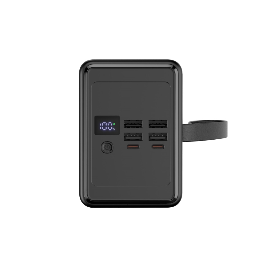 Powerbank 80000 mAh, 65 W, με υποστήριξη Power Delivery, 4xUSB-A + 2xUSB-C, με ενσωματωμένο LED φακό και καλώδιο USB-C 1m, μαύρο