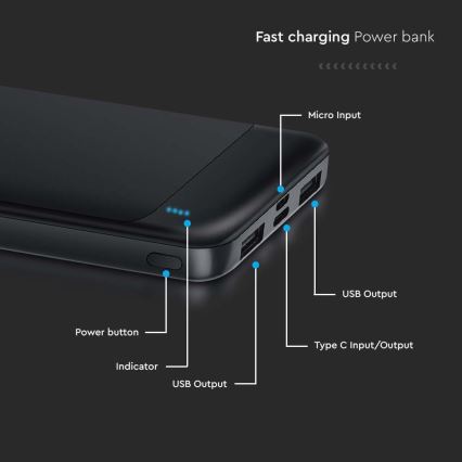 Power Bank Power Delivery 10000mAh/22,5W/5V μαύρο