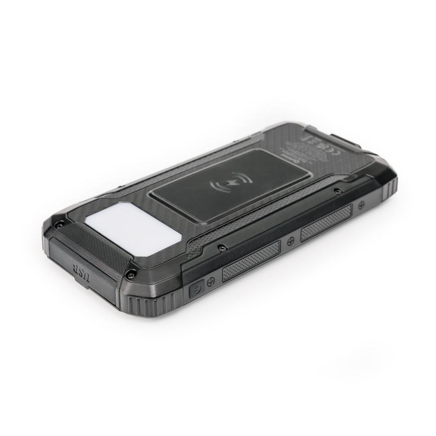 Power bank with LED light, ασύρματη φόρτιση και ηλιακό πάνελ Power Delivery 15W/10000 mAh μαύρο