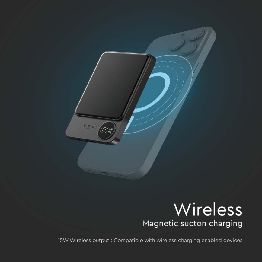 Power Bank με μαγνητική οθόνη Power Delivery 10000mAh/20W/5V μαύρο