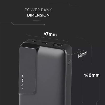 Power bank με οθόνη 10000mAh/3,7V μαύρο