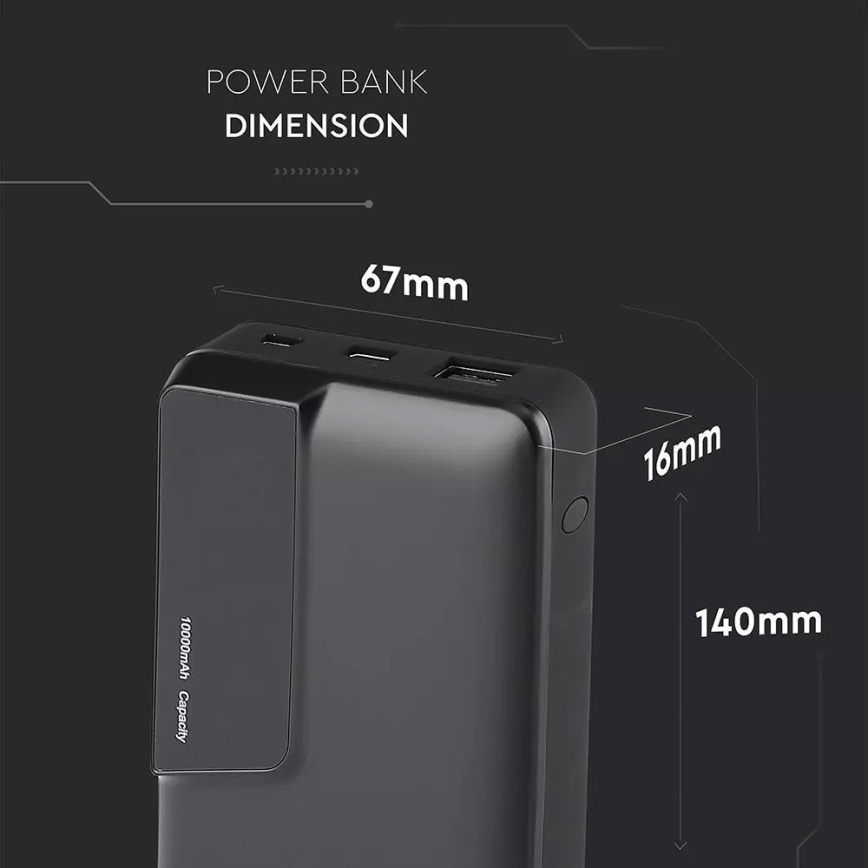 Power bank με οθόνη 10000mAh/3,7V μαύρο