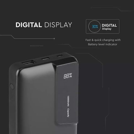 Power bank με οθόνη 10000mAh/3,7V μαύρο