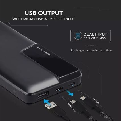 Power bank με οθόνη 10000mAh/3,7V μαύρο